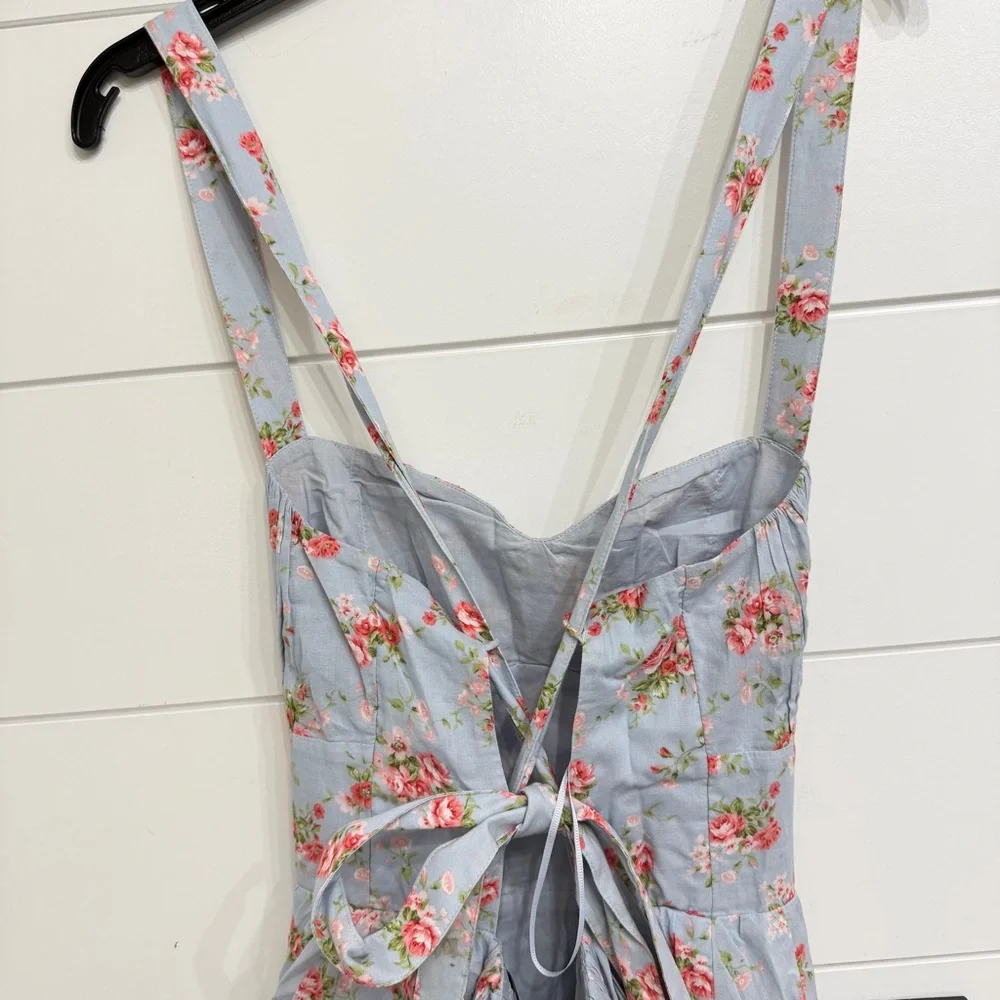 Abercrombie & Fitch Light Blue Floral Tiered Maxi Dress